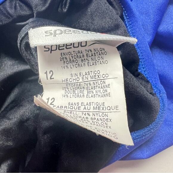 Speedo Women's Blue logo Racerback Padded  One Piece Padded Swimsuit Sz 12 - Picture 4 of 8